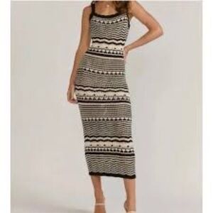 Joie Crochet Knit Bodycon Dress Black White Stripe | Women’s Small (Est.)